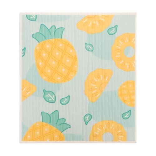 Paño de cocina de celulosa, natural, paquete de 8 unidades, ecológicos, absorbentes, para baño, cocina, , paños de limpieza con estampado de frutas, paños de esponja , multicolor