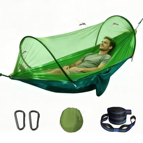 SilverChry Hamaca de Camping con Mosquitero,300 kg, 260x140 cm, Hamaca con Mosquitera, Hamaca Colgante Ultraligera en Tela Paracaídas 2 Personas, Ideal para Camping,Jardín,Senderismo (Verde Fruta)