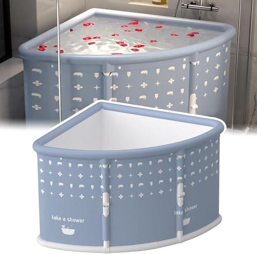 Bañera portátil para adultos, jacuzzi plegable con un solo clic con tubo de drenaje y cojín para spa en casa y baño de hielo