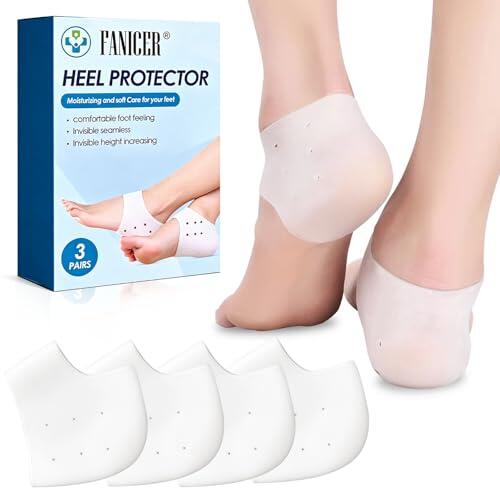 3 Pares Protector Talon Silicona, Taloneras Silicona de Gel Hidratantes, Transpirable y Cómodos y Suaves, evitan la fricción, Talón Y Talones Agrietados, para Hombres y Mujeres