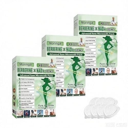 3 parches Moringa NAD+ 10 en 1 Nano Micro Aguja, Parche Moringa 2026, Parches Naturales Slim para Hombre y Mujer, Adecuado para todos los tipos de piel