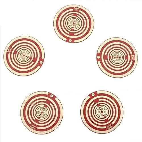 Disco de energía natural diseñado con cinco atributos de la teoría de los elementos, agua, fuego, metal, tierra, madera, para apoyo holístico del bienestar (rojo)