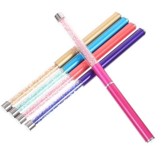 KAJNBN 5 Piezas Set de Pinceles para Manicura Líneas Finas, Pinceles Metálicos para Decoración de Uñas, Herramientas Cómodas para Arte de Uñas en Varios Colores
