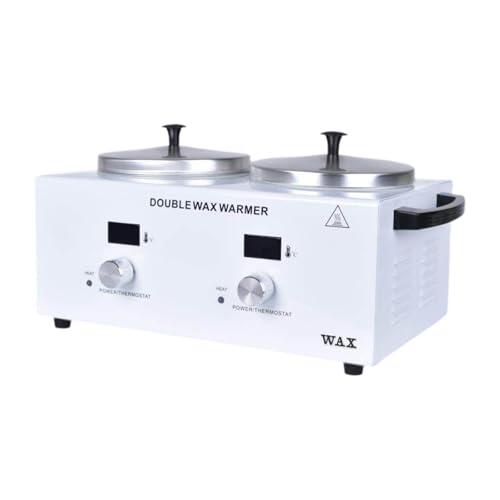 perfk 500ml Calentador de Cera Doble, Olla para Depilación Profesional, Calentador de Cera Eléctrico Profesional de Calentamiento Rápido, Temperatura Ajustable para Salones de Belleza y Familias