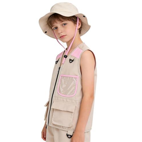 Mxshc Kit De Explorador Infantil | con Bolsillos y Ropa Lavable | Chaleco De Explorador Sin Mangas Kit Para Niños - para Niños Niñas Senderismo Camping Trekking Aventuras en la Naturaleza