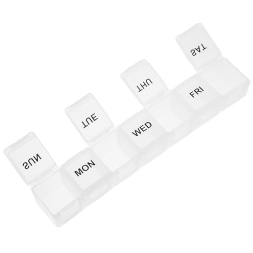 Cabilock Organizador Semanal Portátil de Medicamentos 7 Compartimentos Individuales, Caja Reutilizable de PP para Uso Diario y Viaje, Diseño Compacto y Transparente