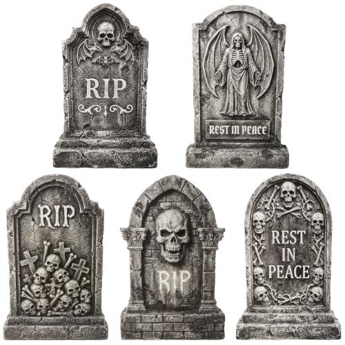 Transforma tu jardín en un cementerio realista este Halloween con lápidas gigantes y duraderas.