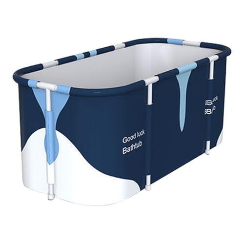 Bañera plegable para ducha, 140 x 60 x 50 cm, bañera plegable portátil con cojín y respaldo para ducha, bañera móvil para adultos y niños, azul