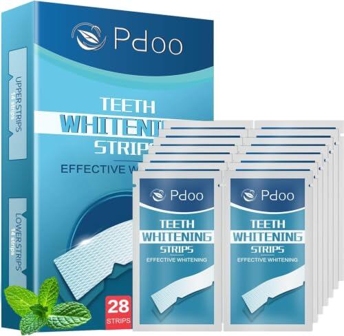 Tiras Blanqueadoras Dientes 28 Tiras for 14 Treatments for Blanqueador Dental - Seguras para el Esmalte Dental y Sin Sensibilidad - Whitening Strips Anti-Deslizantes - Efecto Rápido en 7 Días