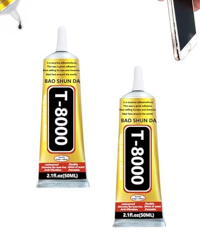 ZKUNL T8000 Pegamento Transparente 50ML*2,Adhesivo Multiusos para Reparación de Pantalla Móvil,Zapatos,Cerámica,Joyería y Manualidades