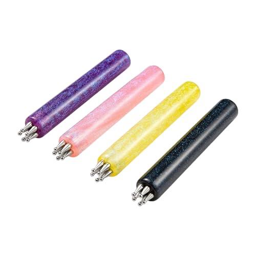Herramienta de punzonado de uñas de 5 flores – Lápiz de flores simple de un solo trazo para principiantes y profesionales | Puntas finas de 1,8 mm, mango de purpurina, kit de decoración de uñas DIY