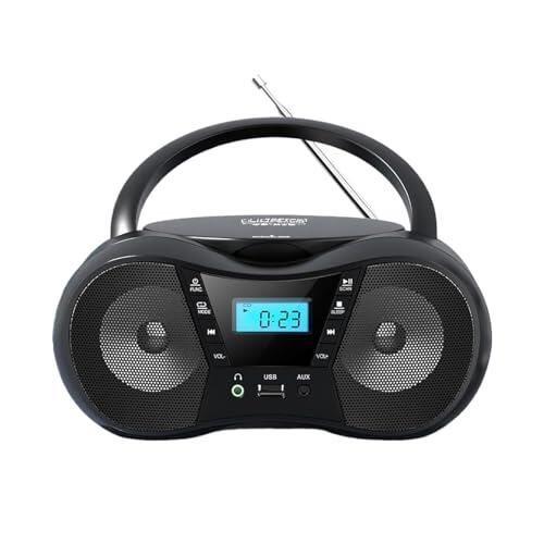 osiuujkw Reproductor de CD portátil con Controles Sencillos y Sonido de para Amantes de la música en Movimiento. Reproductores de CD para el hogar. Fabricado en ABS Duradero, Negro