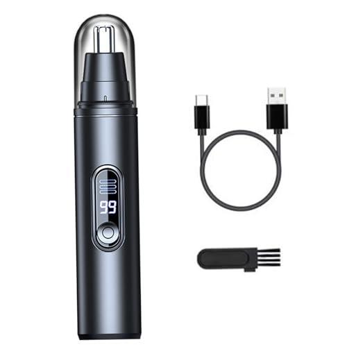 Recortador de pelo eléctrico para nariz, cortapelos recargable para nariz y orejas con pantalla LED, recorte seguro e indoloro, diseño impermeable para una fácil limpieza, carga rápida