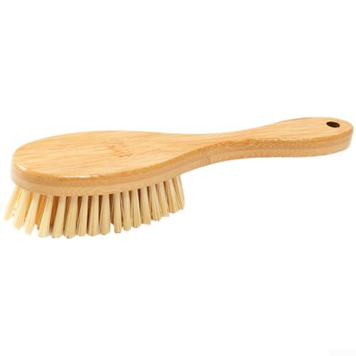 Juego de cepillos de lavandería con mango de madera natural y cerdas de PET para una limpieza suave pero profunda de zapatos de tela y superficies del hogar (E)