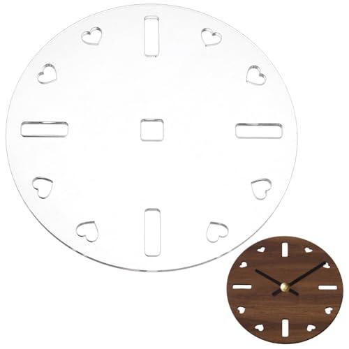 BENECREAT Plantilla de fresado de acrílico transparente de 25 cm con agujeros rectangulares y corazones, plantilla de carpintería precisa para bricolaje reloj y herramientas de guía, 5 mm de grosor