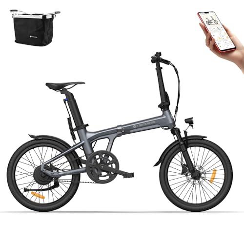 A Dece Oasis Ado Air20S Bicicleta Eléctrica Plegable, Ebike 37N.m, Transmisión por Correa, Pantalla LCD, Sensor de par, 36V 9.6Ah Batería Alcance de 100KM, Cesta Delantera Plegable