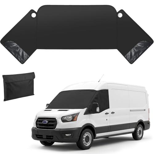 Cubierta del Parabrisas Compatible con Transit Custom, 600D Lujo Parasol de Ventana Delantera,100% Opaco, Bloquea Los Rayos UV,Résistante Aux Intempéries Housse de Pare-Brise de Voiture