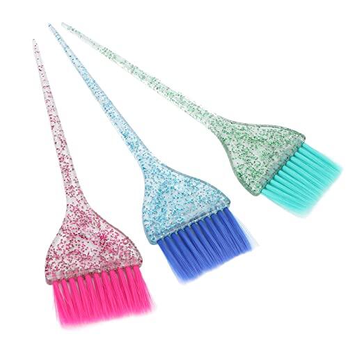 Naroote Juego de Brochas para Teñir el Cabello, Juego de Brochas para Teñir el Cabello Transparente de con Largo para Uso en Salón, Herramienta de Peluquería para el Fácilmente, 3 Piezas de para el