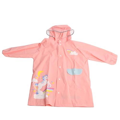 Naroote Ponchos de Lluvia Reutilizables Impermeables para Niños con Funda para Mochila Escolar para Acampar Al Aire Libre, Chaqueta Impermeable para Niños y Niñas para Senderismo Rosa (S)