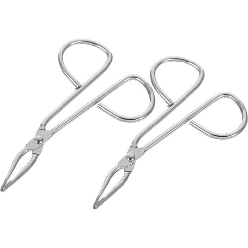EXCEART Pinzas Depilar de Acero Inoxidable para Cejas y Pestañas, Paquete de 2piezas Compactas y Suaves Piel, Herramienta Portátil para Cuidado Personal