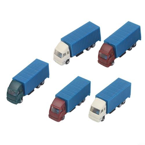 5 piezas miniatura contenedor camión modelo 1:150 N pista, juguete de plástico para modelo ferroviario diorama paisaje arenero, colores aleatorios