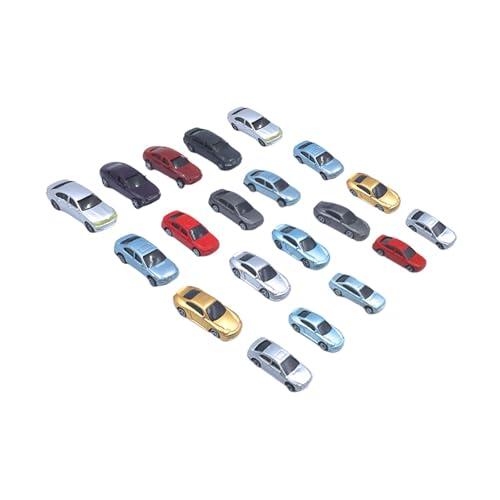 Qianly 20 Piezas Coches Miniatura Pintados Vehículos Modelo Maqueta Accesorio Escala Maqueta Realista Material PP Adecuados para Proyectos Educativos Colecci, 1200
