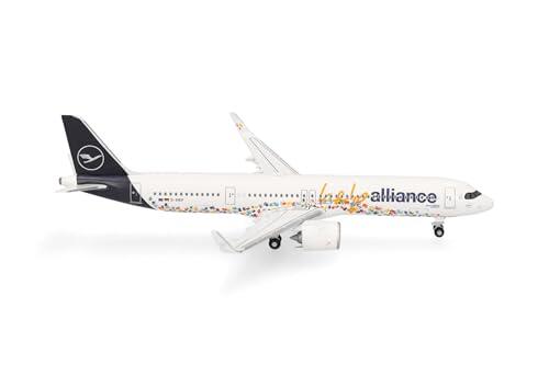 Herpa Miniatura del avión Lufthansa Airbus A321neo Help Alliance, Escala 1/500, Modelo prefabricado, maqueta de colección, modelismo, avión sin Soporte, Figura Metal