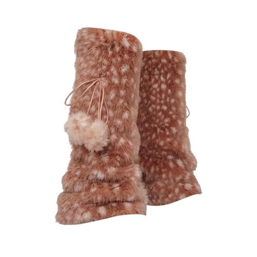 Calentadores de peluche, cubrebotas de 40 cm de largo, calcetín con estampado de | Muñequera con pompón engrosado de suave poliéster, 170 g, calcetines elásticos para vacaciones, para disfraces