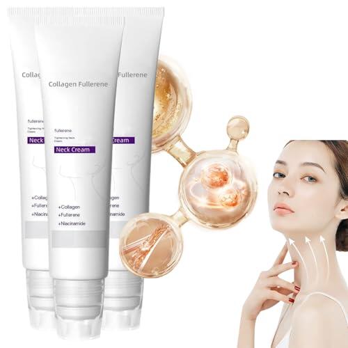 Crema for el cuello Magic Collagen Fullerene, cuidado de la piel del cuello con péptidos de colágeno con cinco rodillos, piel reafirmante, masaje completo(3pcs)