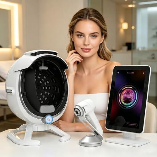 TozMvi Dispositivo De Análisis De Piel Facial Y del Cuero Cabelludo con IA: Escáner Cutáneo con Iluminación Múltiple para El Análisis del Envejecimiento, para Uso Profesional Y Doméstico 21.5in