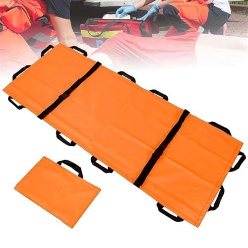 Emergency Stretcher Camilla Plegable, Unidad De Transporte Doméstico Con 12 Asas, Camilla Sencilla De Respaldo Blando Para Emergencias, Hospitales, Clínicas, Hogares, Instalaciones Deportivas(Orange)