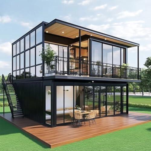 Casa contenedor prefabricada pequeña para la venta, edificio modular ampliable de dos pisos de 40 pies (12 m), espaciosa de 3 a 4 dormitorios con cocina completa y baño para vida familiar o uso