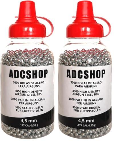 6000 - Bolas de Acero, Calibre 4.5 mm - para Pistolas de Aire Comprimido CO2 4,5 mm de Acero BBS Calibre 4,5 mm. 2 x Bote de 3000 Unidades de Steel Balls.