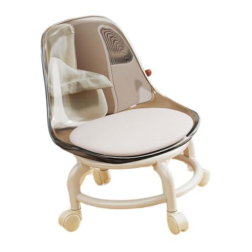 MotiveTech Taburete Bajo Rodante con Ruedas de 360 Grados y Respaldo Acrílico Asiento Ergonómico y Patas de PP Movibles Adecuado para Hogar Oficina SPA Salón, Gris, Individual