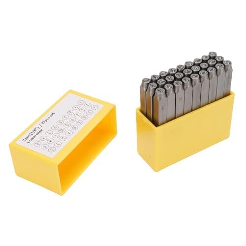 Pissente Kit de Sellos de Acero Juego de Estampado de Metal Versátil para Hacer Joyas, Carpintería, Artesanías de Cuero, Acero Al Carbono 40 Cr, Bordes Incisivos, Almacenamiento Compacto (al