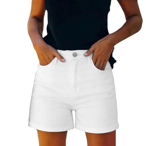 Pantalones Cortos Mujer Vaqueros Moda Casual Verano Shorts Mezclilla Moda Roto cordón Cintura Alta Slim Fit Vaquero Pantalones Cortos Fiesta cómodo Jeans Shorts