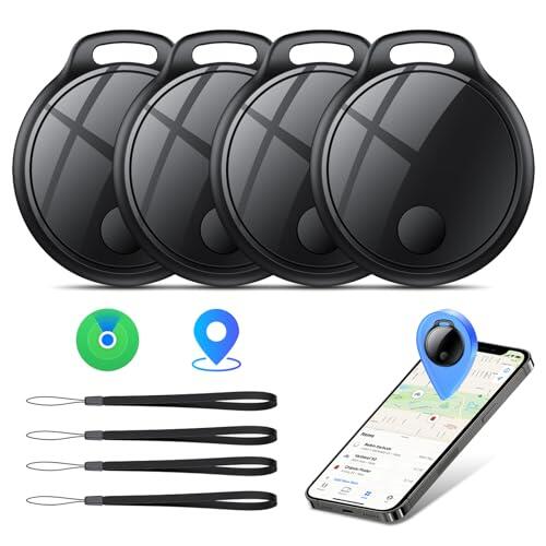 Air Tracker Tag 4 Piezas Nero, Air Tracker Funciona Bluetooth Encuentra Objetos Compatible Apple (Solo iOS) Localizador Llaves Bolsos, Maletas, Mochilas, batería reemplazable