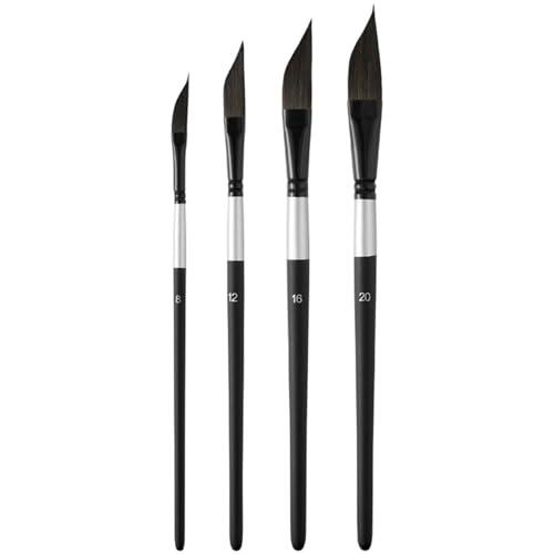 Set de 4 Pinceles Daga para Pintura, Pinceles Acuarela Tipo Daga, Pincel de Rayas para Acrílico, Óleo, Multiusos Artísticos, Negra