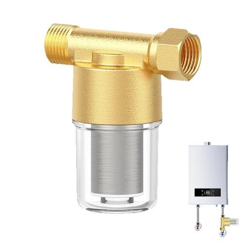 Filtro Fino Lavable Prefiltro, Filtro De Ducha para Calentadores De Agua, Iltro De Sedimentos Del Prefiltro, Que Filtran Eficazmente Las Impurezas Del Agua para Lavadoras, Duchas (Dorado)