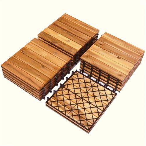 Baldosas de madera entrelazadas, fácil instalación, resistentes a la intemperie, antideslizantes, de bajo mantenimiento para uso en interiores y exteriores