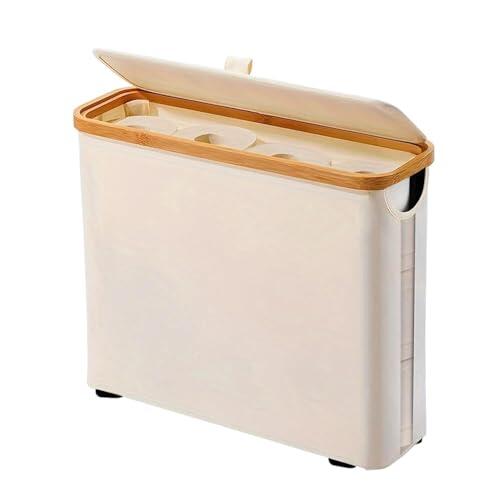 Cesta para Papel Higiénico - Tela Oxford 17.8x6x13.8 Pulgadas | Organizador Plegable Autoportante | Cesta De Almacenamiento con Tapa Y Asa para 12 Rollos Hogar Baño Salón