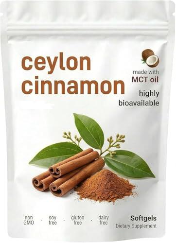 Cápsulas blandas de canela de Ceilán El-orita 2026 con aceite MCT, 300 cápsulas blandas, suplemento de canela de Ceilán, sin OMG, sin gluten, apoyo suave para el bienestar diario (1 unidad)