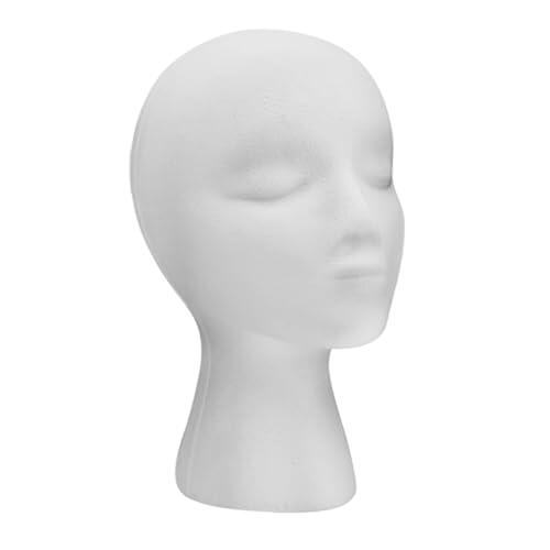 Luxshiny Modelo de Cabeza de Mujer para Exhibición de Sombreros y Práctica de Peinado, Soporte de Cabeza de Maniquí Blanco de Espuma Ligera para Uso Diario Hogar