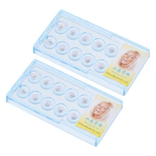 MOBUTOFU 20 Adornos Dentales de Cristal Artificial con Caja de Almacenamiento Blanco, Fáciles de Usar y Resistentes para Decoración de Dientes y Uñas DIY Color