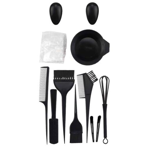 Zerodeko Kit para Teñir el Cabello 12 Piezas de Plástico Resistente al Calor, Incluye Cuenco, Cepillo y Cubreorejas para Coloración Fácil y Limpieza Rápida