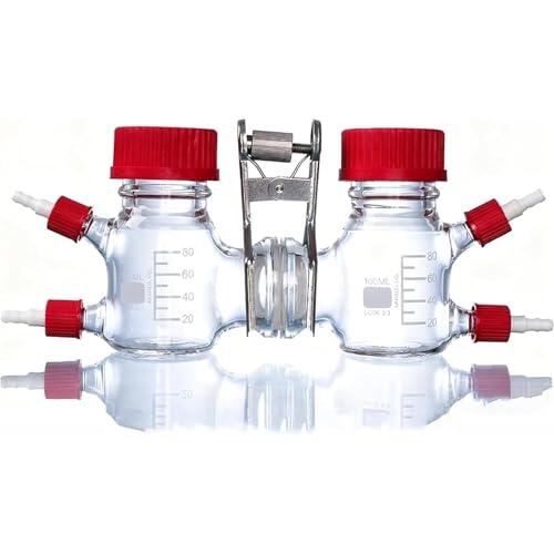 Reactor de celda electroquímica, cámara de vidrio de borosilicato de doble celda con membrana de intercambio de protones y dos puertos laterales para experimentos de laboratorio