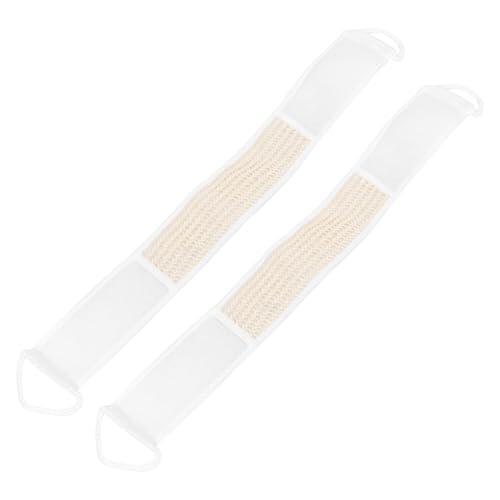 OSALADI Kit 2 Piezas de Tiras Exfoliantes para Baño en Color Blanco, Hechas de Masa Vegetal, Correas Largas y Dos Cuerdas para Manos, Adecuado para Exfoliar la Espalda