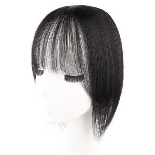 Topper para cabello humano con flequillo para mujeres, base de seda invisible sin costuras de 10 x 12 cm para cabello adelgazado para añadir volumen extensiones de cabello (10 pulgadas)