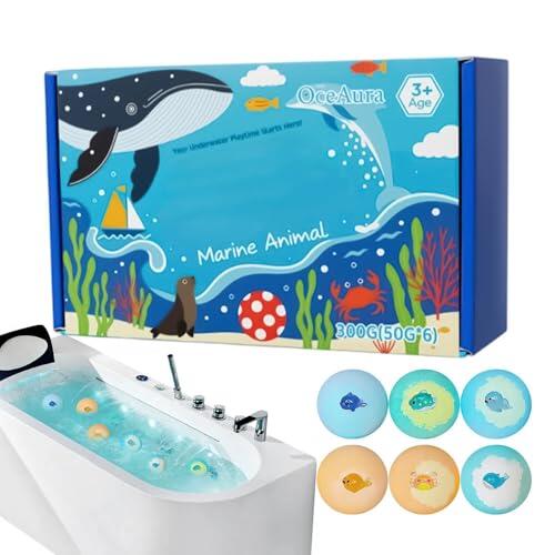 La bola de baño burbujeante | 6 Piezas con Juguete Dentro y Limpiador,Bola para la Ducha con Burbujas, Diseño Temático Marino,Niños, relajación, autocuidado, hogar, viajes, aseo, hotel y