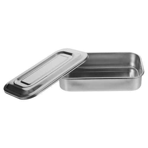 RUNROTOO Bandeja de Esterilización de Acero Inoxidable Plata con Tapa, Sólida y Fácil de Limpiar para Instrumentos Médicos en Procedimientos Quirúrgicos